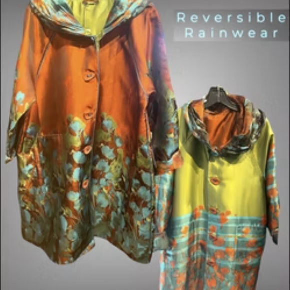 Reversible Parisian Hooded Rain Coat - Picture 3 of 15